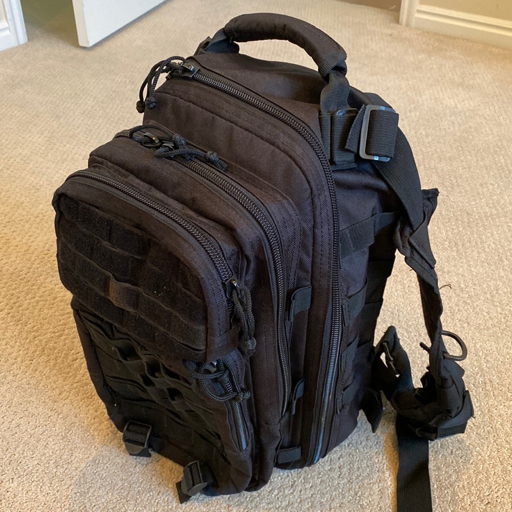 Black back pack, tactical style